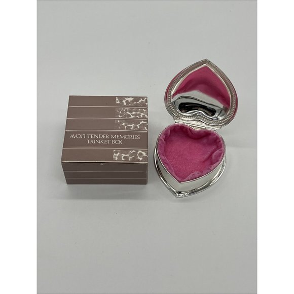 COPY - Vintage 1987 Avon Tender Memories Trinket Jewelry Box Silver & Pink New - Picture 3 of 5